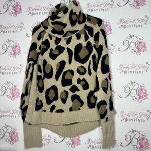 Rag supply cheetah print sweater pull over turtle neck animal print furry fuzzy